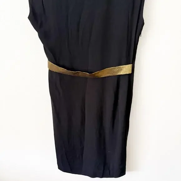 DIANE VON FURTSTENBERGEvangeline Black Wrap Sheath Dress Gold Waist10